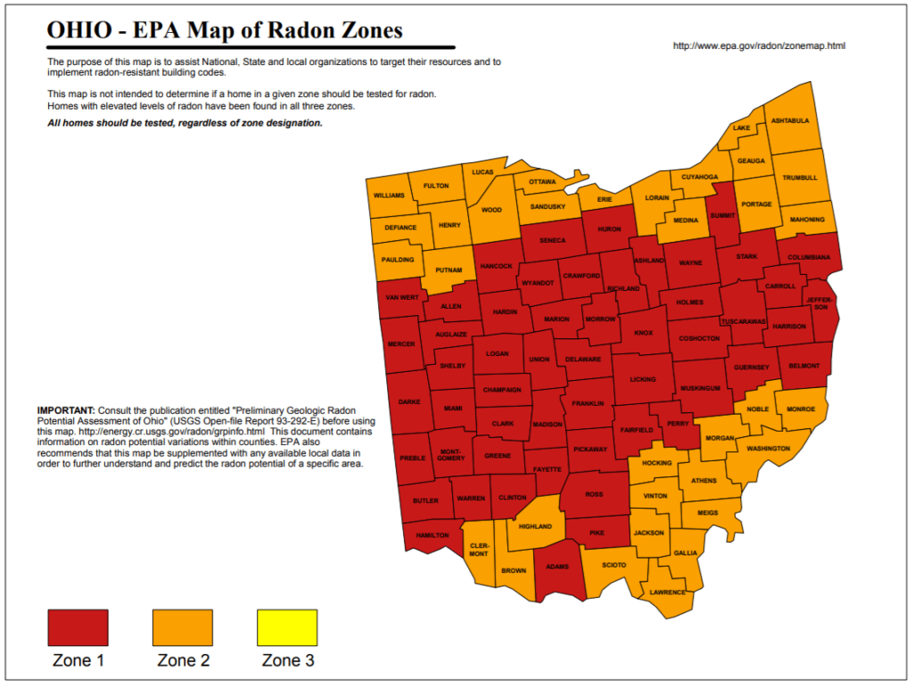Ohio Radon Map EPA